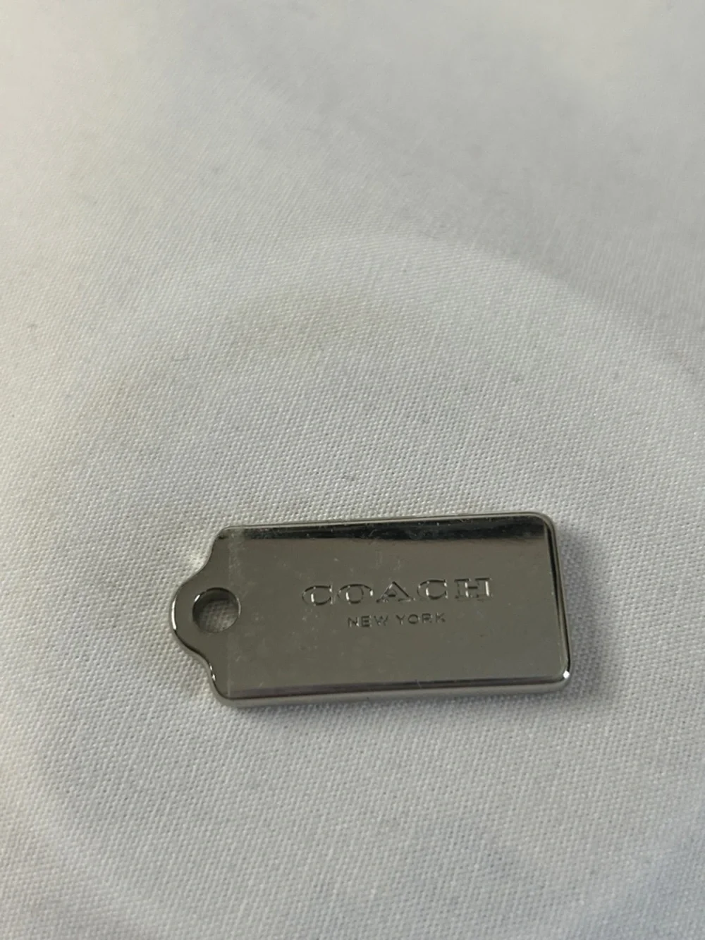 Coach Silver tone Rectangular Metal Tag Charm - Picture 1 of 3
